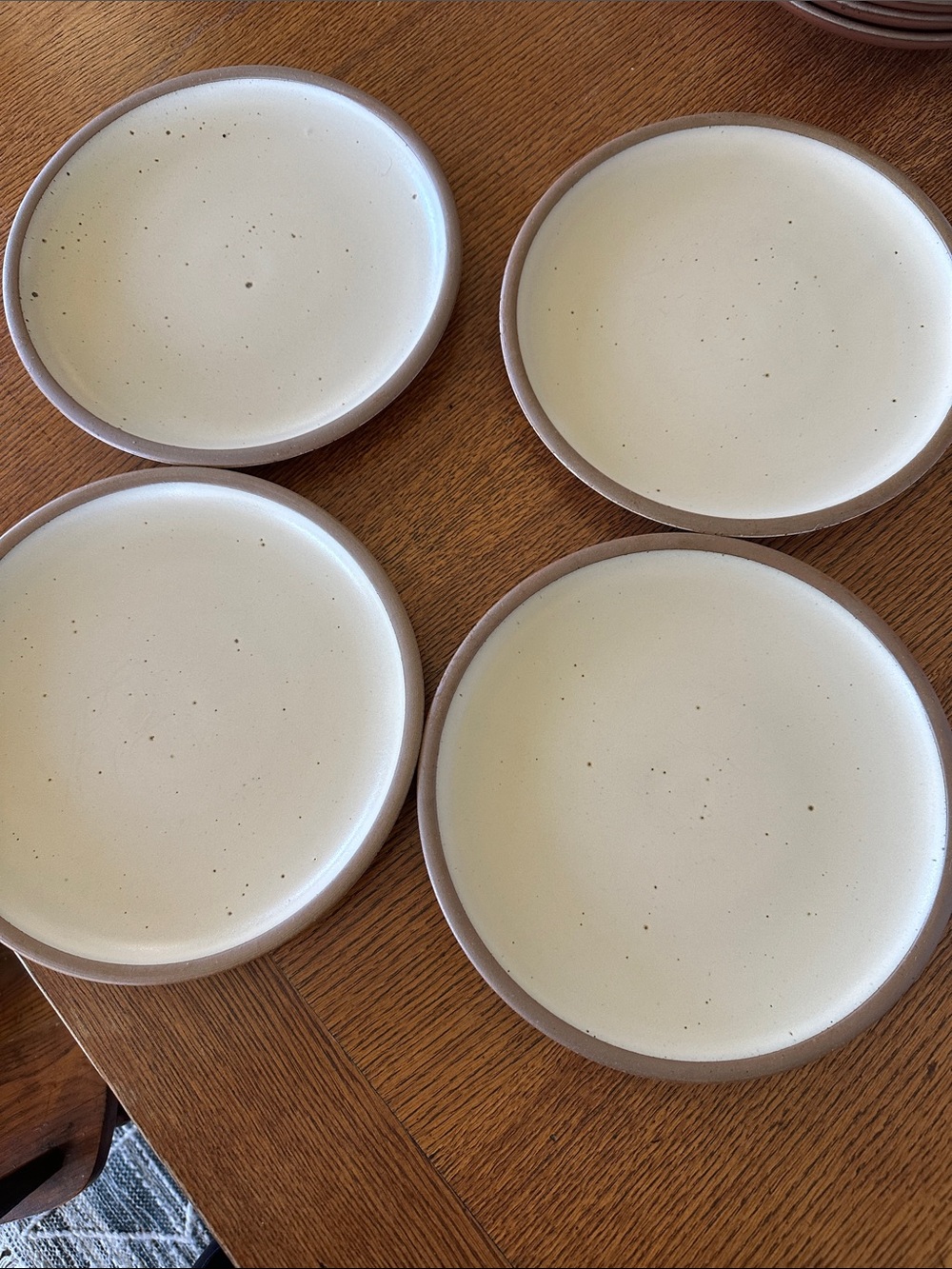 East Fork Dinner Plates - panna cotta with Light Brown Rim (Set of 4)